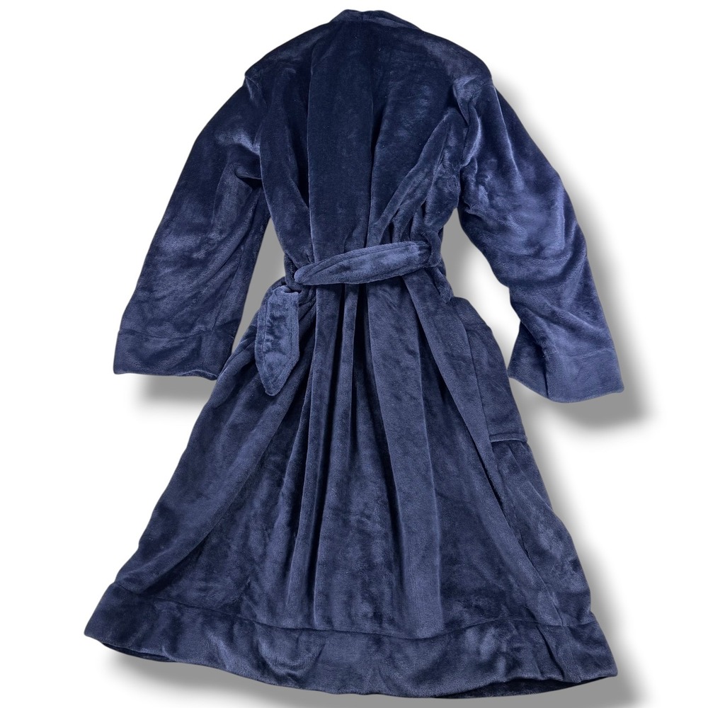 Club Room Robe Men's Navy Blue Fleece Plush Shawl Collar Size L/XL Small Medium - Picture 4 of 8